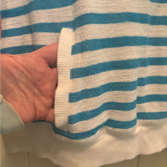 Talbots Hello Saturday Blue Striped 3/4 Sleeve Shirt Terrycloth - Picture 2 of 4